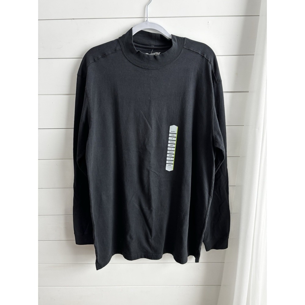 Duluth Trading Co‎ Longtail T Relaxed Fit Mock Turtleneck Mens M Black 0298